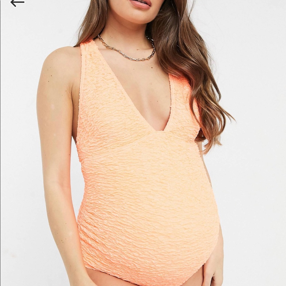 ASOS maternity orange one piece bikini